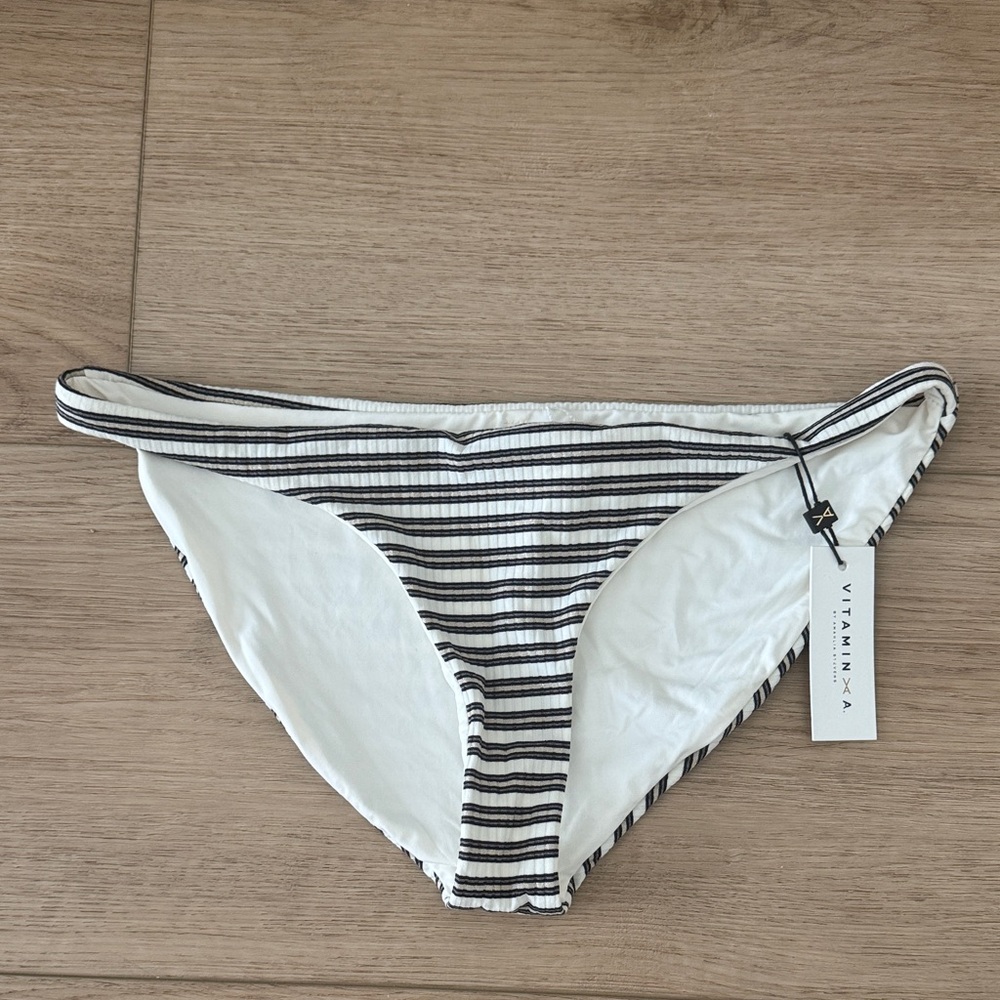 Vitamin A Black and White Striped Bikini Bottom